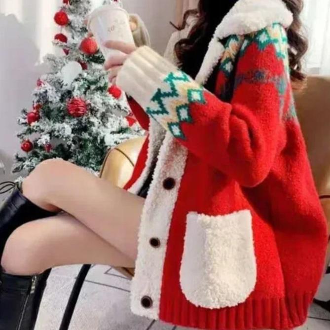 Snowy Nights Cozy Knit Lapel Cardigan for Women