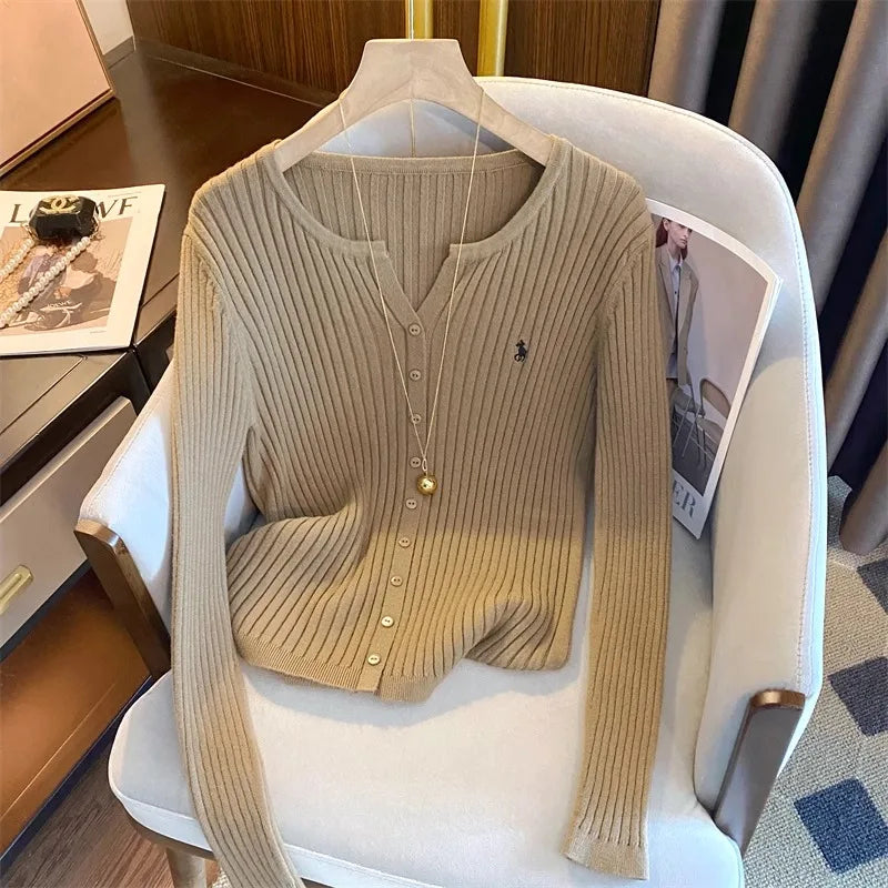 Trendy Y2K Embroidered Knit Cardigan Perfect for Korean Street Style