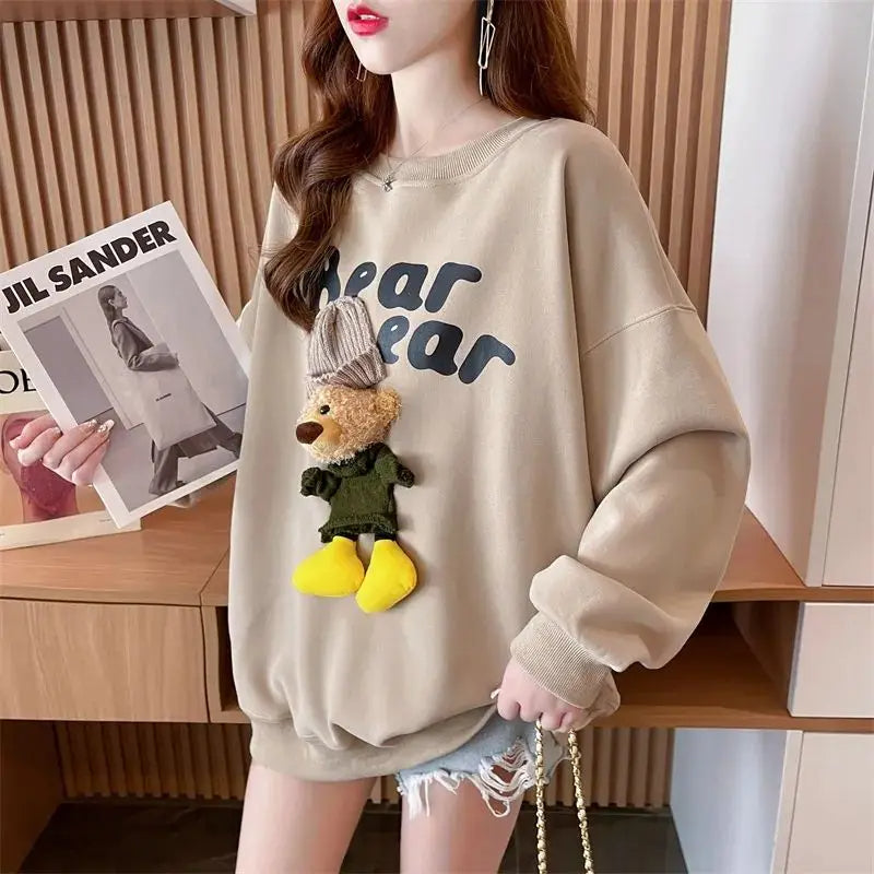 Adorable 3D Bear Oversized Y2K Sweatshirt
