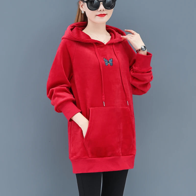 Thick Double-Layered Embroidered Hoodies