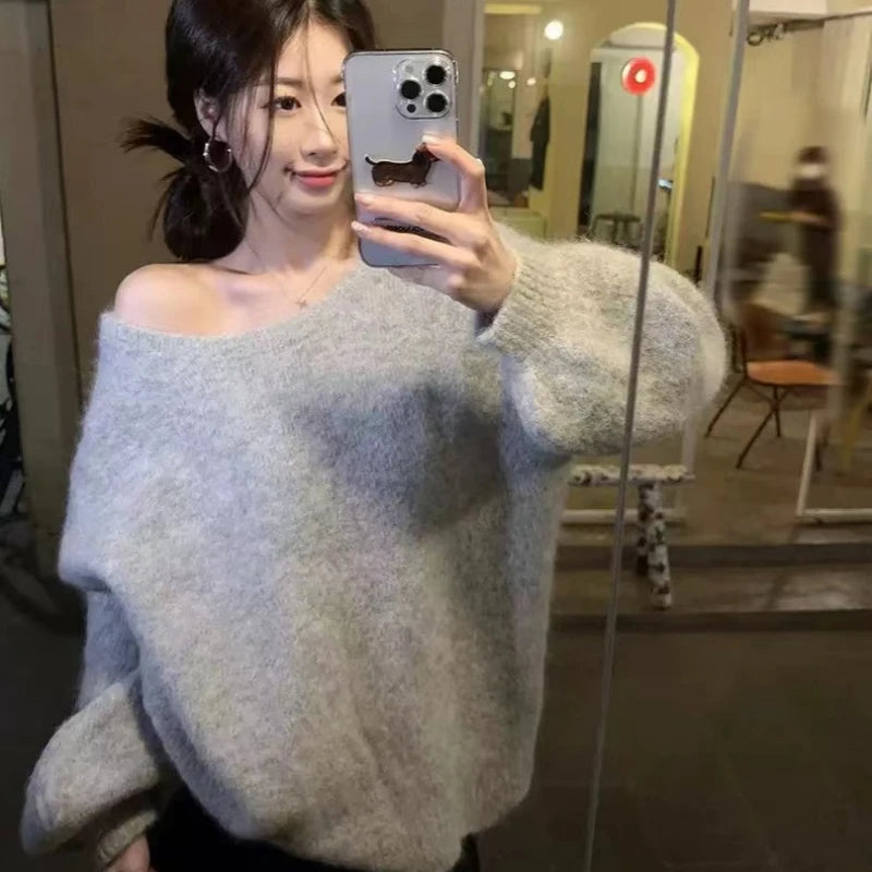 Backless Bow Knit Sweater Casual Retro Elegance