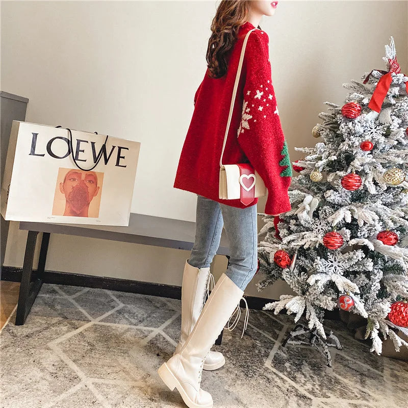 Snowy Days Christmas Sweater in Colorblock