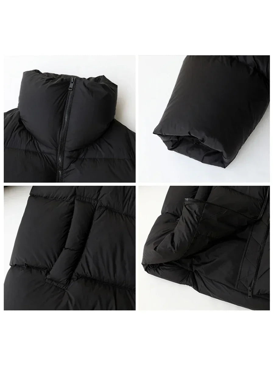 Minimalist Korean Down Coat Stand Collar Winter Warmth
