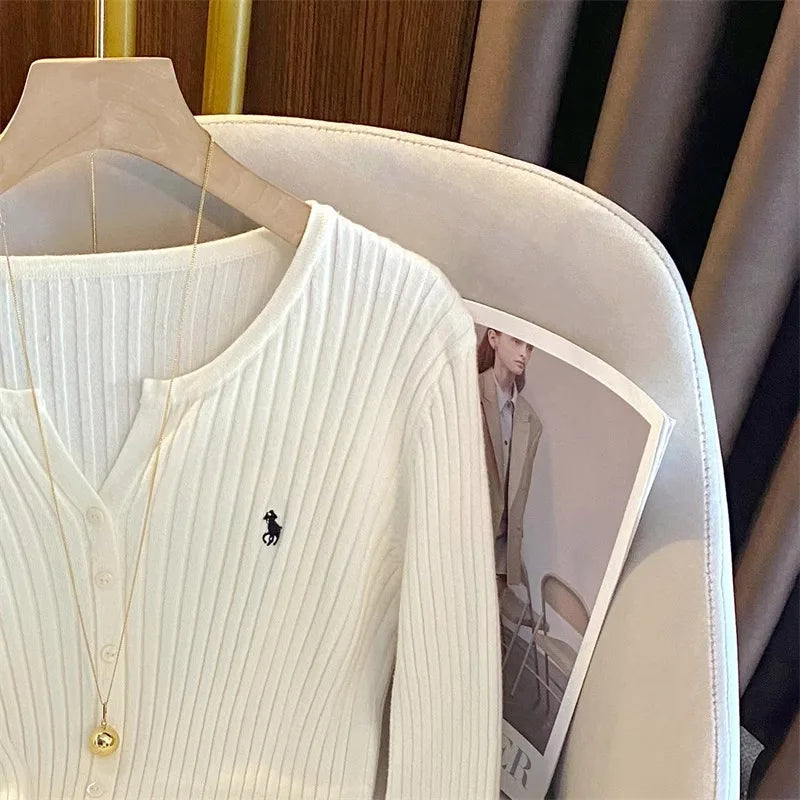 Trendy Y2K Embroidered Knit Cardigan Perfect for Korean Street Style