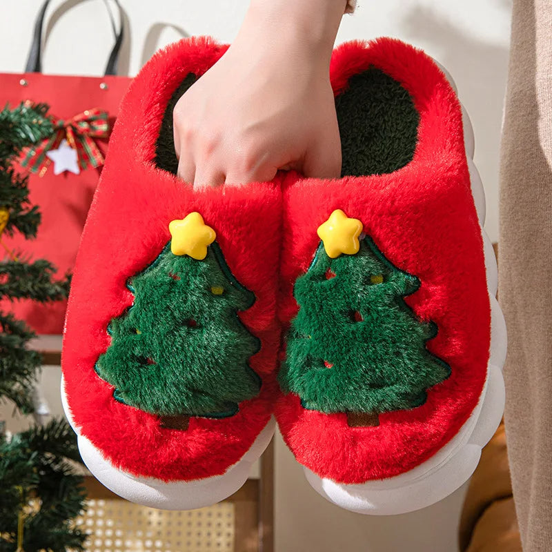 Christmas Charm Cartoon Tree House Slippers in Big Sizes