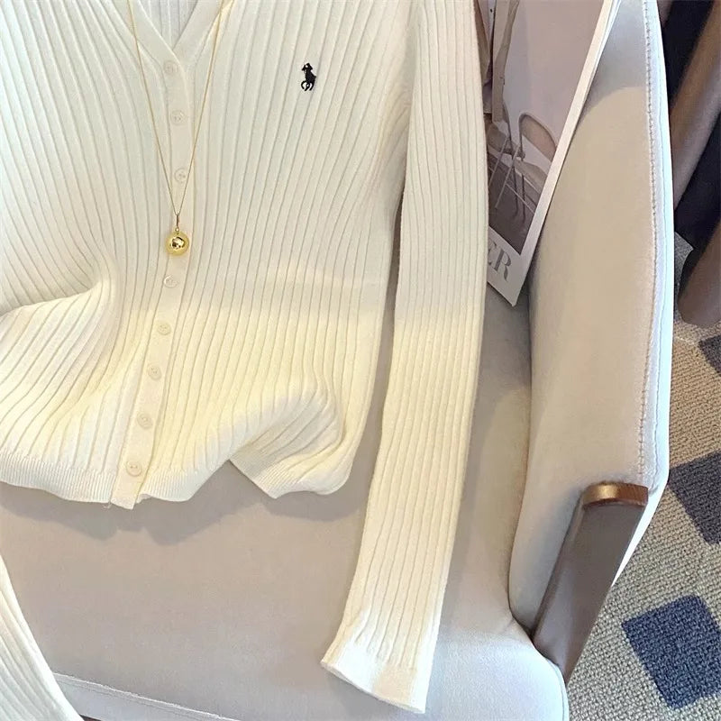 Trendy Y2K Embroidered Knit Cardigan Perfect for Korean Street Style