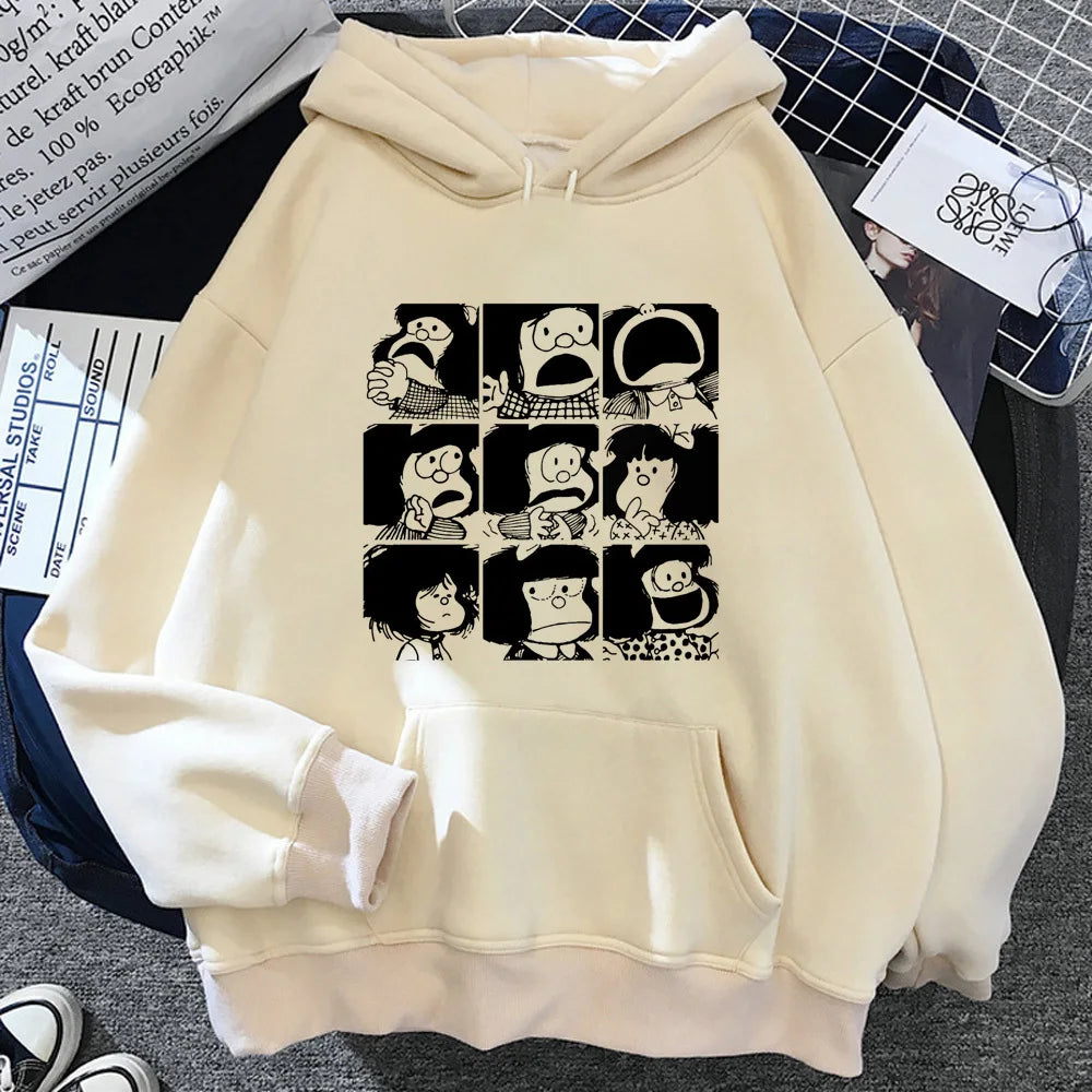 Mafalda hoodie printed design patterned trendy harajuku teen tracksuits sweatshirts graphic casual wear trendy modern style