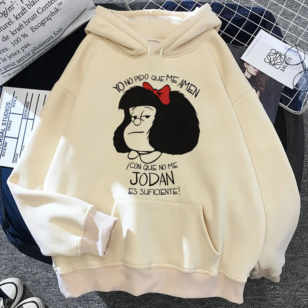 Mafalda hoodie printed design patterned trendy harajuku teen tracksuits sweatshirts graphic casual wear trendy modern style