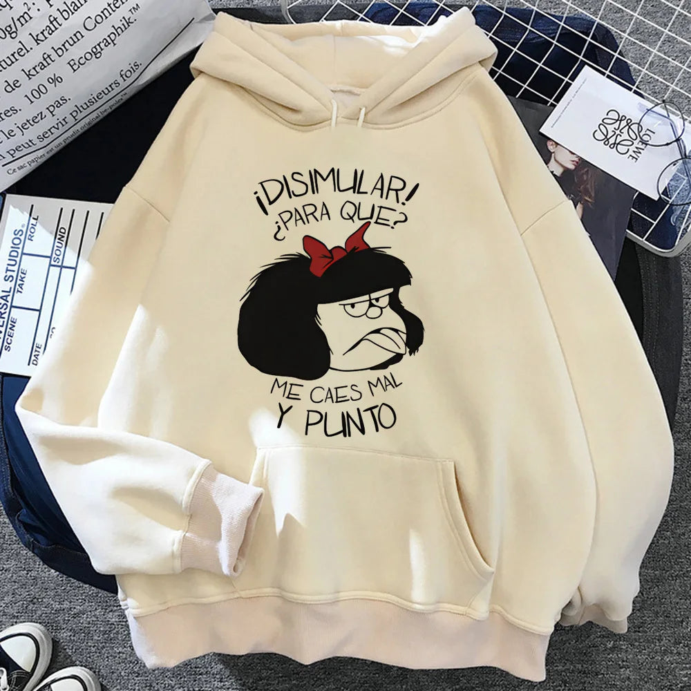Mafalda hoodie printed design patterned trendy harajuku teen tracksuits sweatshirts graphic casual wear trendy modern style