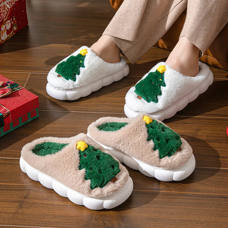 Christmas Charm Cartoon Tree House Slippers in Big Sizes