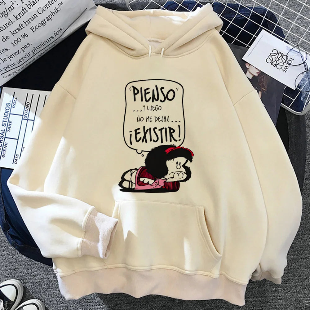 Mafalda hoodie printed design patterned trendy harajuku teen tracksuits sweatshirts graphic casual wear trendy modern style