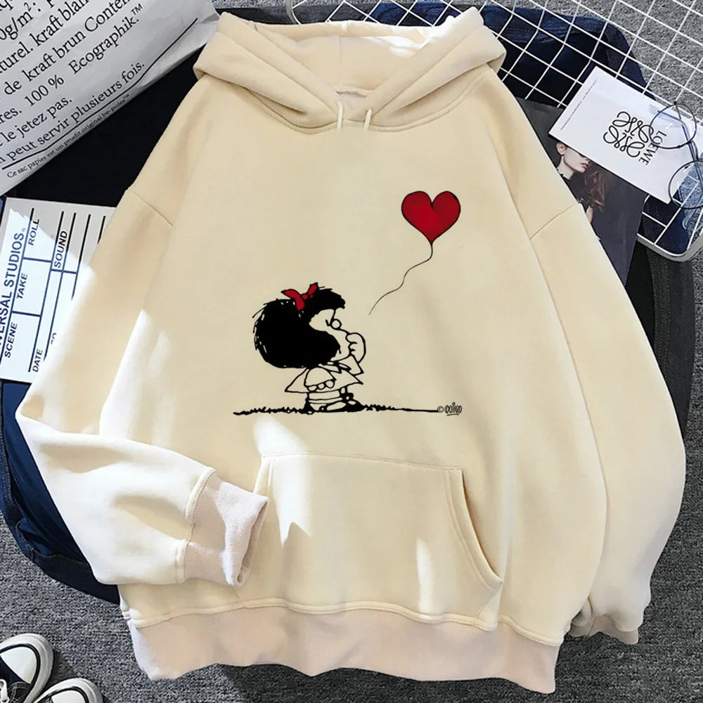 Mafalda hoodie printed design patterned trendy harajuku teen tracksuits sweatshirts graphic casual wear trendy modern style