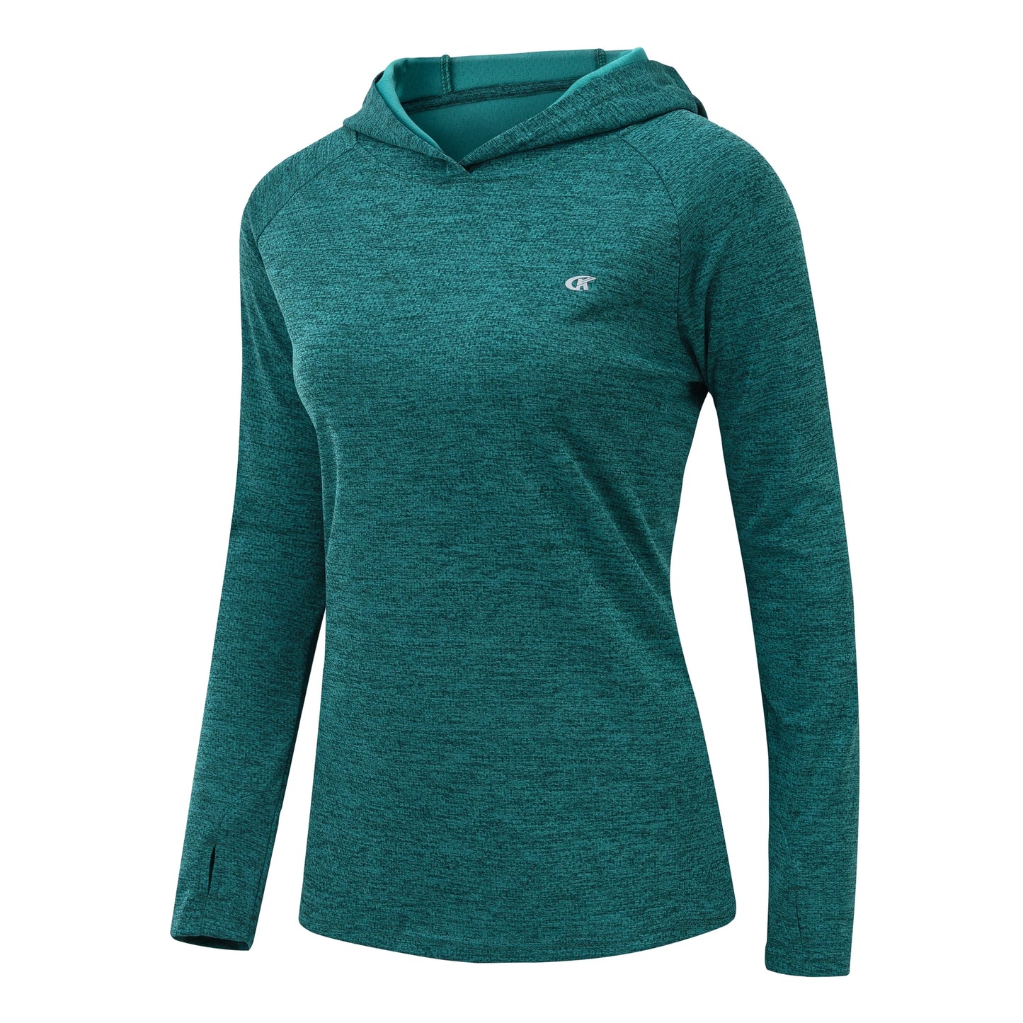 UPF 50+ Rash Guard Women's Long Sleeve Hoodie Shirts, Cooling Breathable Quick Dry Sweatshirt Outdoor Pullover with Thumb Holes