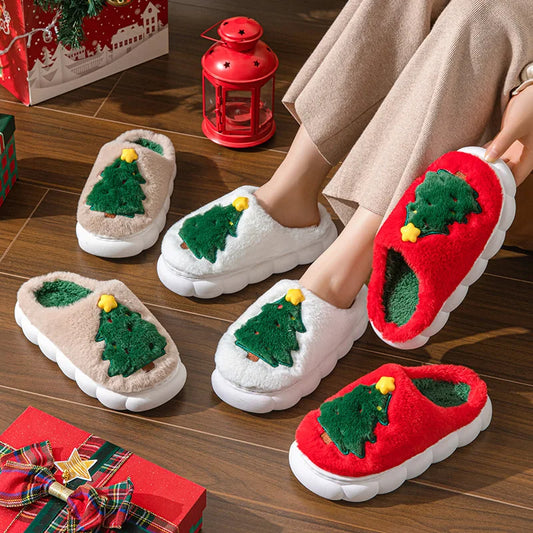 Christmas Charm Cartoon Tree House Slippers in Big Sizes