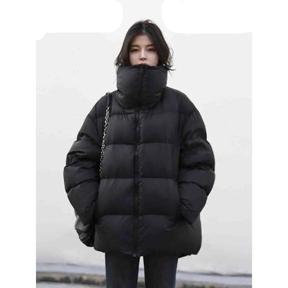 Minimalist Korean Down Coat Stand Collar Winter Warmth