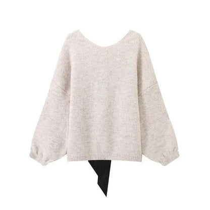 Solid Long Sleeve Pullover with Bow Detail Effortless Style