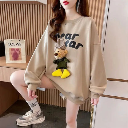 Adorable 3D Bear Oversized Y2K Sweatshirt