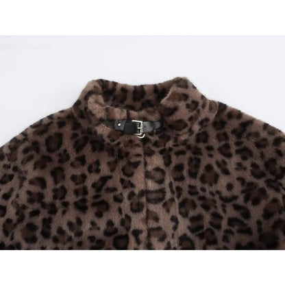 Leopard Print Fur-Trimmed Winter Parka Stylish Warmth