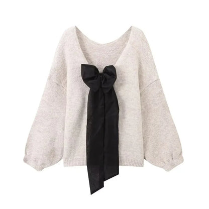 Solid Long Sleeve Pullover with Bow Detail Effortless Style