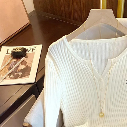 Trendy Y2K Embroidered Knit Cardigan Perfect for Korean Street Style