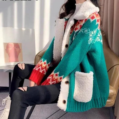 Snowy Nights Cozy Knit Lapel Cardigan for Women