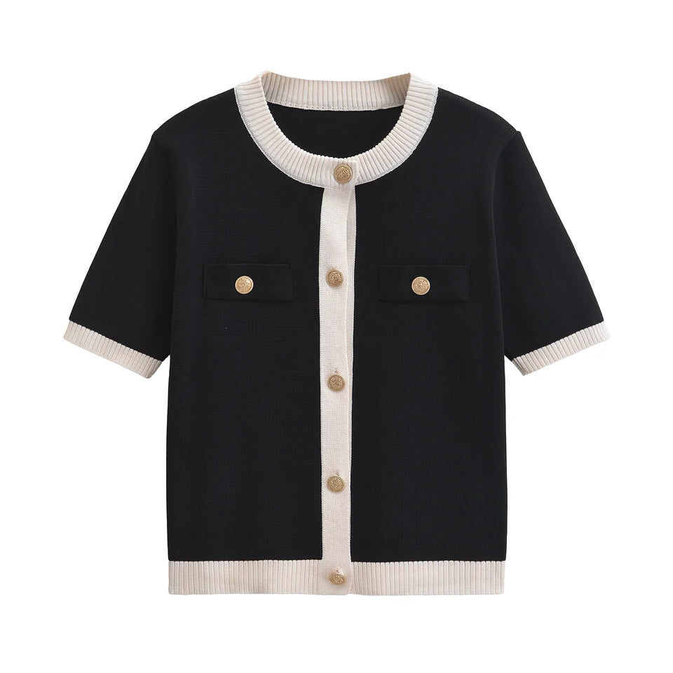 Timeless Round Neck Button-Up Knit Sweater