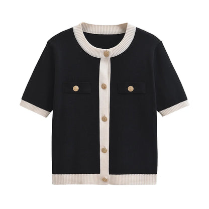 Timeless Round Neck Button-Up Knit Sweater