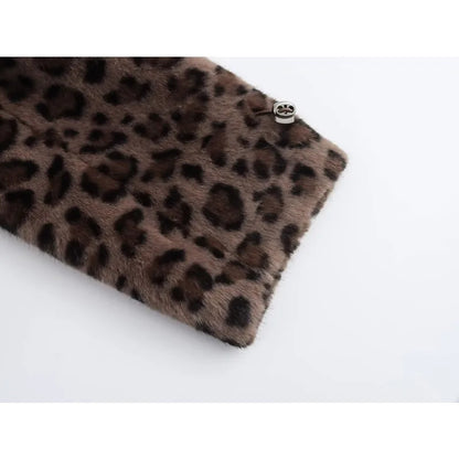 Leopard Print Fur-Trimmed Winter Parka Stylish Warmth