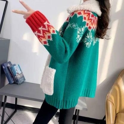 Snowy Nights Cozy Knit Lapel Cardigan for Women