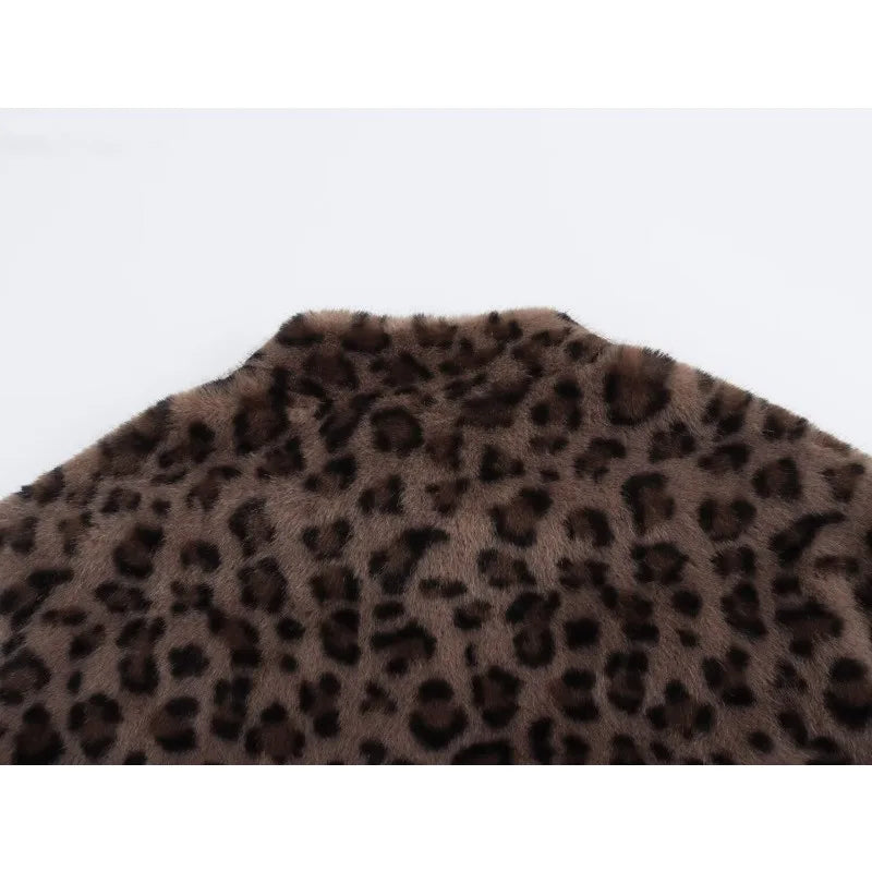 Leopard Print Fur-Trimmed Winter Parka Stylish Warmth