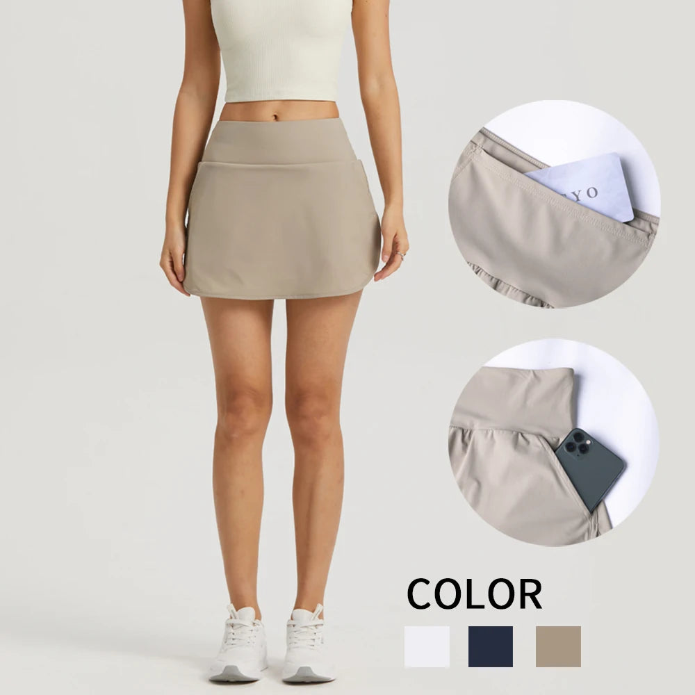 Vnazvnasi Hot Selling Women Tennis Skirt With Shorts Inside Anti-emptied Grils Sports Clothing 2 Pockets Beside And Waist