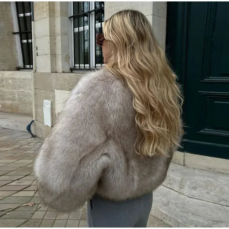 Luxe Fluffy Faux Fur Coat Effortlessly Elegant Winter Wear