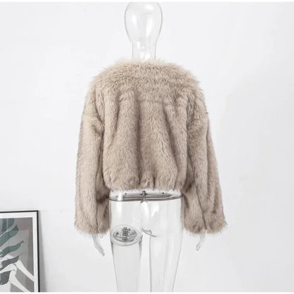 Luxe Fluffy Faux Fur Coat Effortlessly Elegant Winter Wear