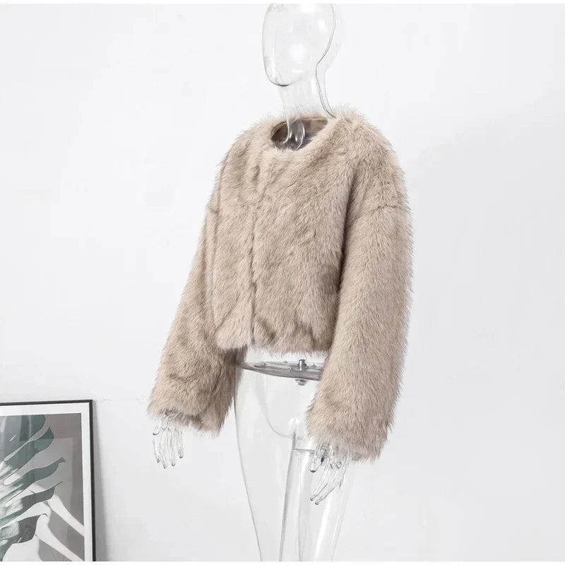 Luxe Fluffy Faux Fur Coat Effortlessly Elegant Winter Wear