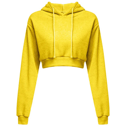 Women Crop Top Hoodie Casual Long Sleeve Hooded Short Sweatshirt Sexy Crop Sweaters