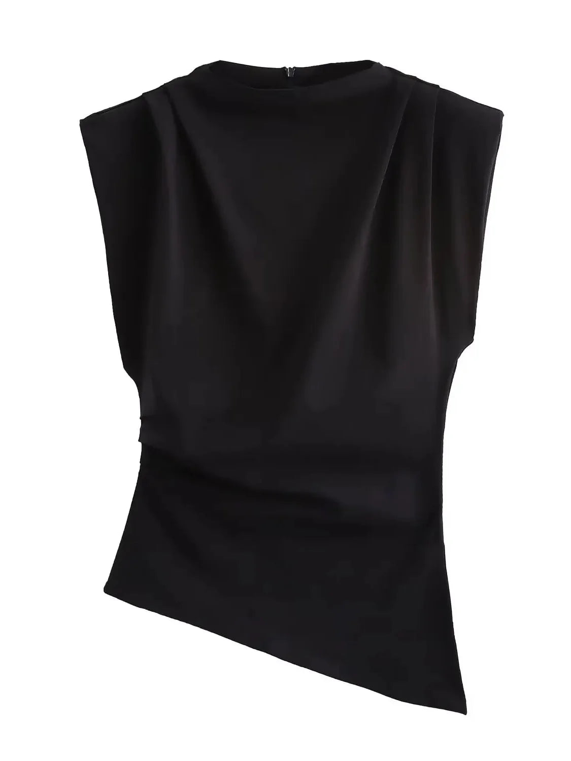 Elegant Off-Shoulder Pleated Top European American Style