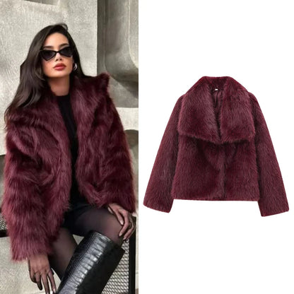 Chic Faux Fur Jacket Warm and Casual for Cold Days