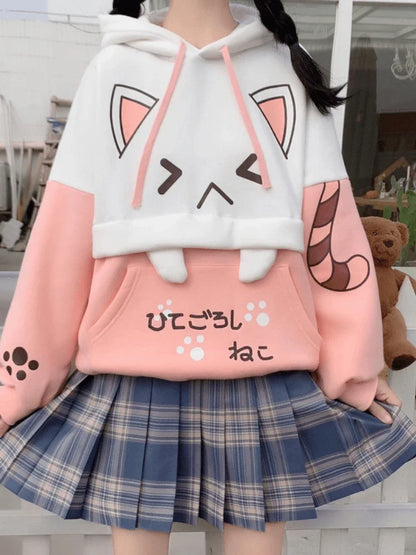 Kawaii Cat Print Patterned Hoodies