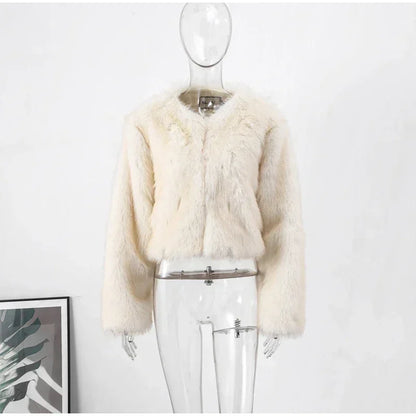 Luxe Fluffy Faux Fur Coat Effortlessly Elegant Winter Wear