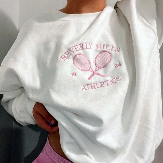 Embroidered Letter Sweatshirt for Sporty Spring Outfits