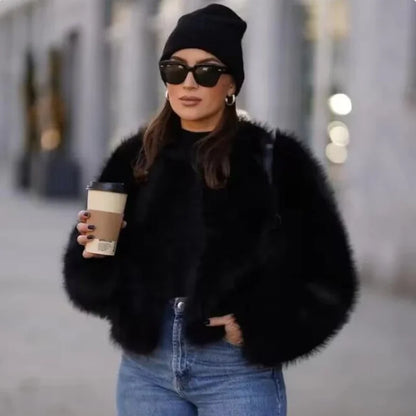 Luxe Fluffy Faux Fur Coat Effortlessly Elegant Winter Wear