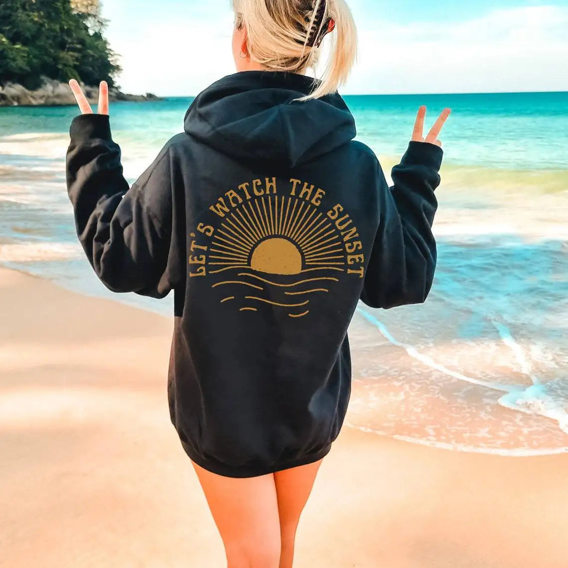 English Letter Plush Relaxed Hoodie