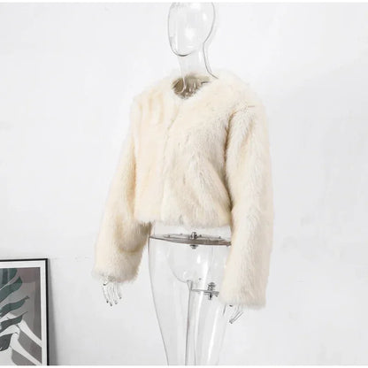 Luxe Fluffy Faux Fur Coat Effortlessly Elegant Winter Wear