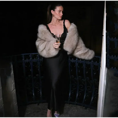 Luxe Fluffy Faux Fur Coat Effortlessly Elegant Winter Wear