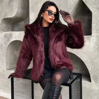 Chic Faux Fur Jacket Warm and Casual for Cold Days