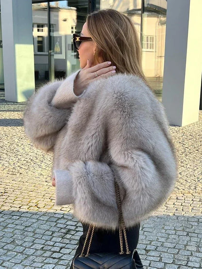 Luxe Fluffy Faux Fur Coat Effortlessly Elegant Winter Wear