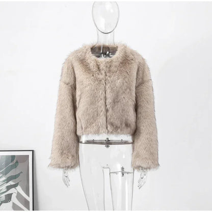 Luxe Fluffy Faux Fur Coat Effortlessly Elegant Winter Wear