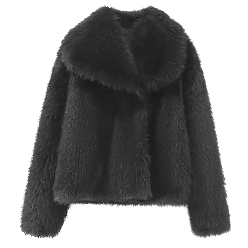 Chic Faux Fur Jacket Warm and Casual for Cold Days