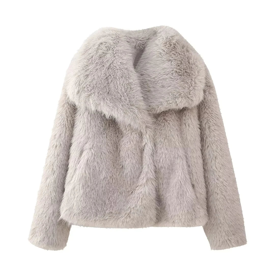 Chic Oversized Faux Fur Jacket Cozy Winter Street Style