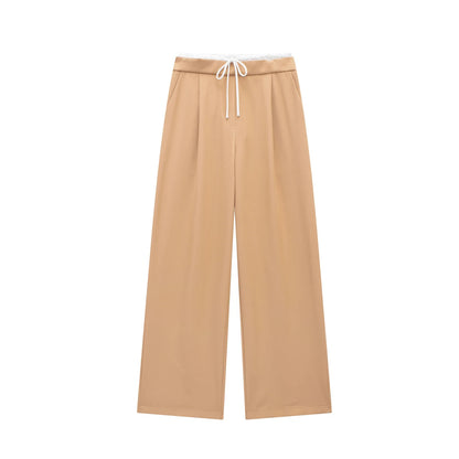 Fashionable Elastic Waist Women’s Straight Pants